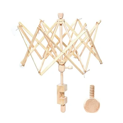 Image of Yarn Swift,Wooden Umbrella Swift Winder, Wood Holder,24&quot; Hand Crafted Skein &amp; Hanks Winder Knitting Crochet