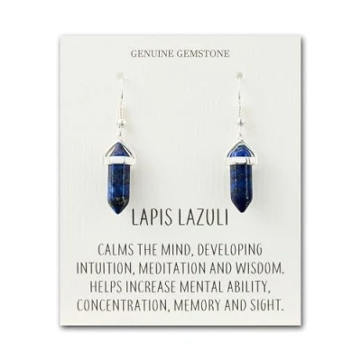 Image of Philip Jones Lapis Gemstone Drop Earrings with Quote Card