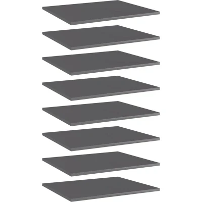 Image of vidaXL Bookshelf Boards 8 pcs High Gloss Grey 60x50x1.5 cm Engineered Wood