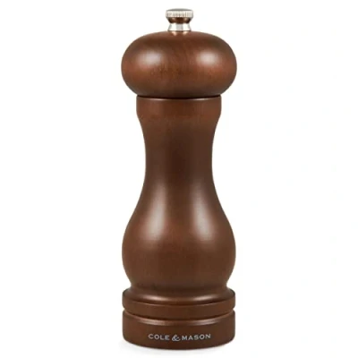 Image of Cole &amp; Mason HB0645P Forest Capstan Salt Mill, Precision+ Wooden, Stained Beech Wood, 165 mm, Single, Includes 1 x Grinder