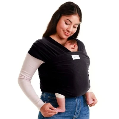 Image of Sleepy Wrap Baby Carrier Newborn to Toddler Hands Free Stretchy Ergonomic Wraps Lightweight 7 35 lbs / 3 15 kg (Black)