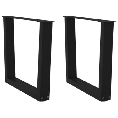 Image of vidaXL V Shape Dining Table Legs Black Steel 50x42 43.3 cm with Adjustable Levellers