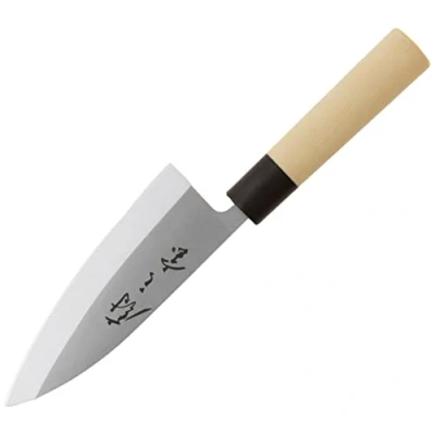 Image of Mercer Culinary Asian Collection Knives, Stainless Steel, Wooden Handle, 6 inch Deba Knife