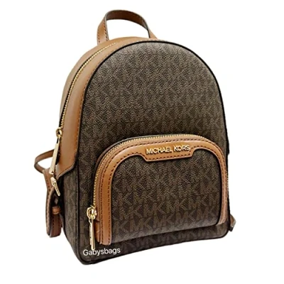 Image of Michael Kors Jaycee XS Mini Convertible Backpack MK Signature Crossbody, Brown, Mini,