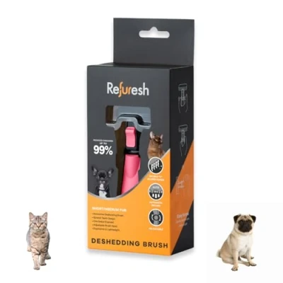 Image of Refuresh Small Dog Deshedding Brush Short &amp; Medium Hair Grooming Tool for Cats Dogs, Pet Remover Undercoat Rake Pink (small) Shedding, Refresh