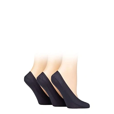 Image of Women&#039;s 3 Pair Caroline Gardner Plain Cotton No Show Shoe Liner Socks Navy 4 8