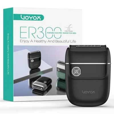 Image of VOYOR Foil Shaver, USB Mini Shavers for Men Rechargeable Electric Wet &amp; Dry Shaver with Easy Clean System Multifuctional Portable Travel ER300 (Black)