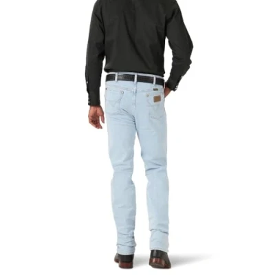 Image of Wrangler Men&#039;s Cowboy Cut Active Flex Slim Fit Jean Jeans, Bleach, 33 W/34 L
