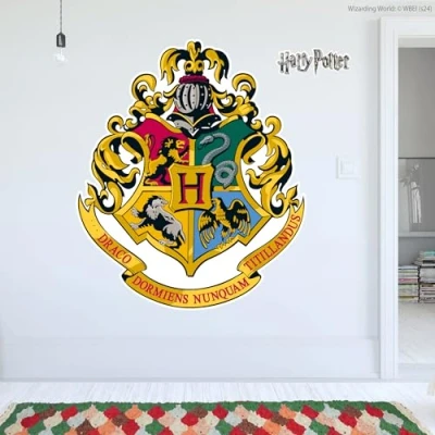 Image of Harry Potter Wall Sticker Hogwarts Crest Decal Wizarding World Art (60cm Height x 50cm Width)