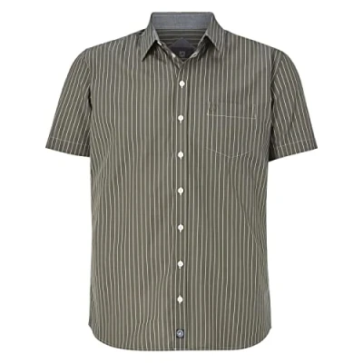 Image of Jan Vanderstorm Perttu Men&#039;s Short Sleeved Striped Shirt, olive, XL