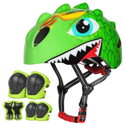 Image of VICTGOAL Kids Bike Helmet with Cute 3D Cartoon Design for Cycling Roller Skating Scooting Lightweight Sports Safety Ages 3 8 Boys Girls Size Adjustable (Red Set 2, S: 50 54cm)
