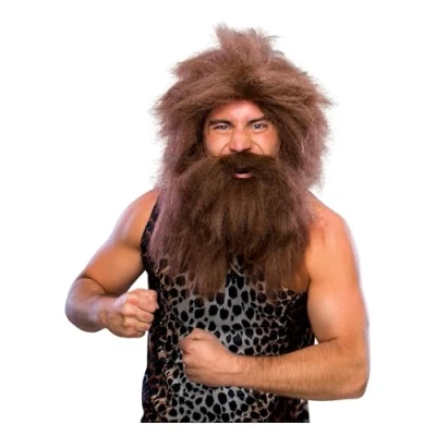 Image of Official Rubie&#039;s Caveman Beard and Wig Set, Adult Fancy Dress Accessory Halloween