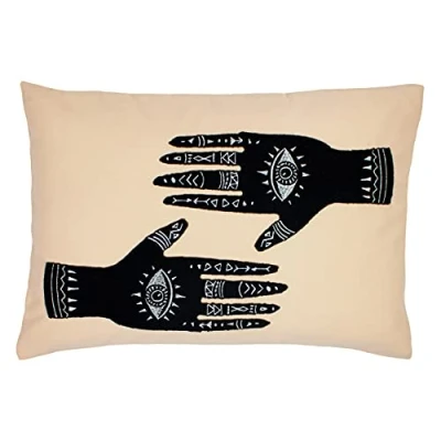 Image of furn. Ashram Hands Abstract Geometric Feather Filled Cushion Blush One Size