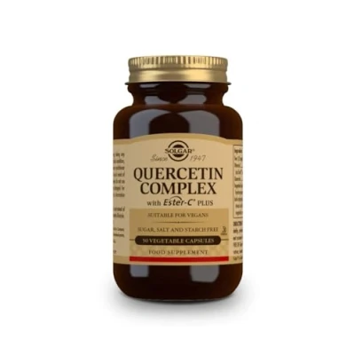 Image of Solgar Quercetin Complex Vegetable Capsules Pack of 50 Supports Immunity and Protects from Oxidative Stress With Ester Vitamin C Bromelain Vegan Gluten Free