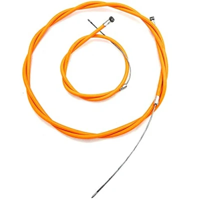 Image of AAsh Complete Front &amp; Rear Inner Outer Wire Brake Cable Set with Barrel Cap Bike Bicycle Orange