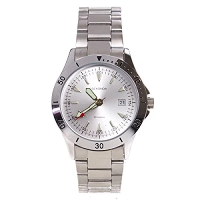 Image of Sekonda 4133b Men&#039;s Watch, Silver Stainless Steel Strap, Silver, 3278 AMZUK