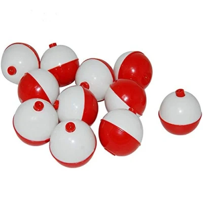 Image of 50 Pcs 1 inch Fishing Bobbers Floats Hard ABS Snap on Round Red and White Push Button Float Corks Bulk, Tackle Accessories Kit