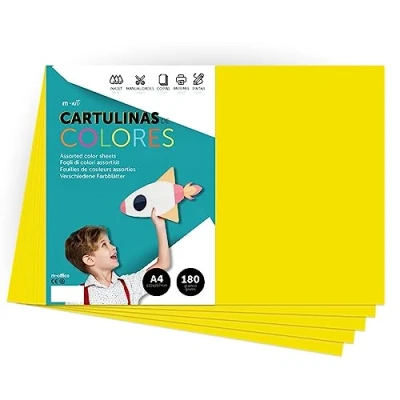 Image of A4 Coloured Card Stock Intense Colours 180g for Crafts, Print Your Documents and Creative Designs, Colour Foils · m office (25 Sheets, Strong Yellow)