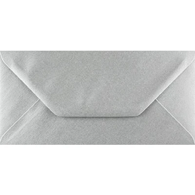 Image of DL Coloured Envelopes for Greeting Cards Wedding Invitations &amp; Crafts (110x220mm) Pack of 50 (Pearl Silver)