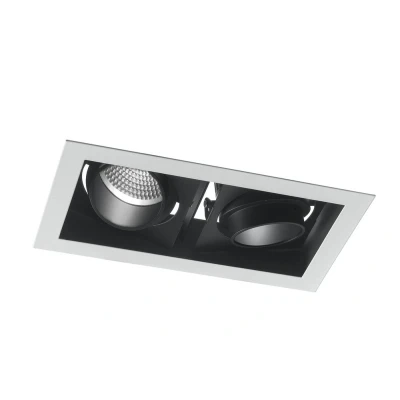 Image of APOLLO LED 2 Light Recessed Adjustable Downlight Black 4800lm 4000K 35.5x18.8x12cm