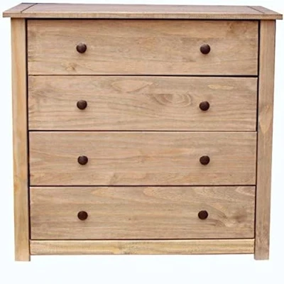 Image of Vida Designs Panama Storage Chest 4 Drawer, Natural Oak Wax Finish Solid Bedroom Furniture
