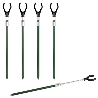 Image of Crystals Telescopic Fishing Bank Stick Rod Extending Tackle Rest for Carp, Coarse, and Match (40 60 cm), (Set of 4)