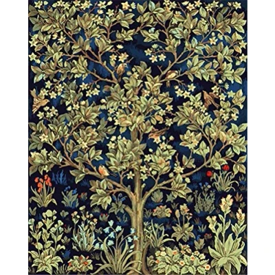 Image of DIY Paint by Numbers Kits, Amiiba Tree of Life, Happy Birds Flowers 16x20 inch Acrylic Painting Number Wall Art Crafts (Tree, Without Frame)