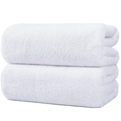 Image of POLYTE Premium Quick Dry Lint Free Microfibre Bath Sheet, Pack of 2 (White, 89x178 cm)