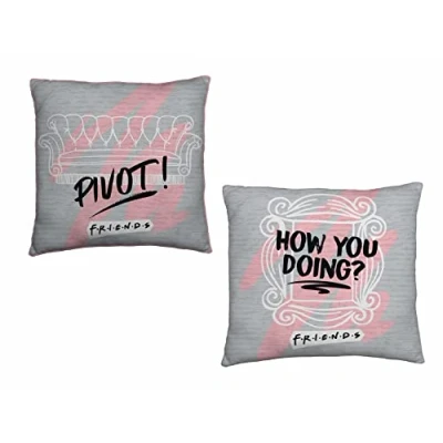 Image of FRIENDS Officially Licensed, Square Cushion Pillow Coffee Design Reversible 2 Sided