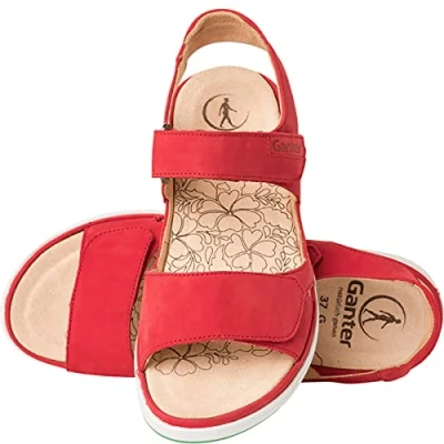 Image of Ganter Women&#039;s GINA G Ankle Strap Sandals, Red 40000, 10.5 UK