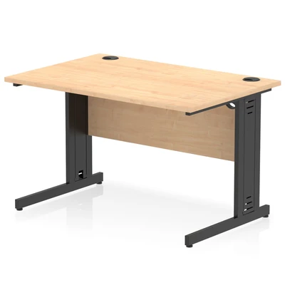 Image of Impulse 1200x800mm Straight Desk Maple Top Black Cable Managed Leg