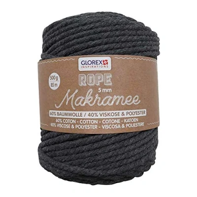 Image of Glorex 5 1007 14 Rope Macrame Twisted Anthracite 85 m