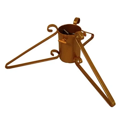 Image of Garden Pride Christmas Tree Stand 4&quot; Base Metal Solid Steel Plastic Coated (Gold)