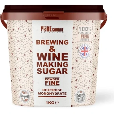Image of Brewing Sugar 1KG Glucose Powder Bucket Home Brew Beer, Lager, Cider, Wine, Spirits Kits, Beer Brewing, Wine Making Dextrose Monohydrate by Pure Source Nutrition