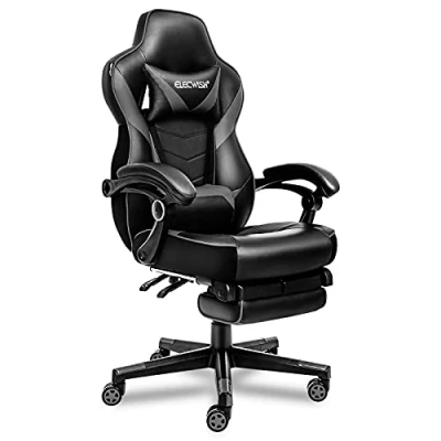 Image of Fullwatt Video Racing Gaming Chair with Footrest for Adults PU Leather High Back Adjustable Chairs Swivel Office Desk Lumbar,Headrest（grey）
