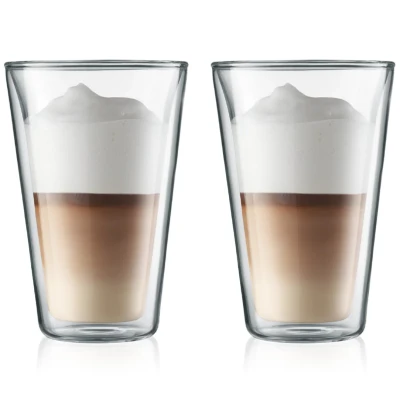 Image of Bodum Canteen Double Wall Glass Set, Mouth Blown Borosilicate 0.4 L, Transparent, Pack of 2