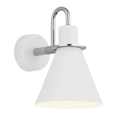 Image of Beverly Dome Wall Lamp White Structure, Chrome Elements