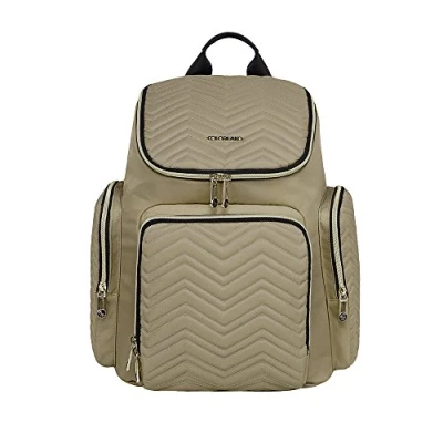 Image of Colorland Georgia Baby Diaper Backpack Lightweight Large Opening Bag with Changing Mat and Insulated Pockets,Khaki