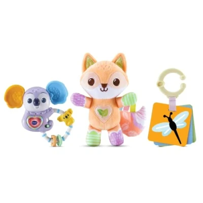 Image of Vtech Fox &amp; Friends Gift Set Snuggly Baby Fox, Musical Koala Rattle Learning Flashcard Toys for Motor Development Suitable Ages 0 Months +