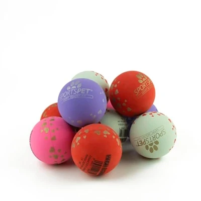 Image of SPORTSPET High Bounce I Love My... Natural Rubber Dog Ball Toy (12 Pack) (60mm)