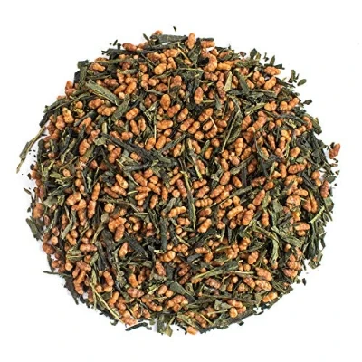Image of Moya Organic Japanese Genmaicha Green Tea Loose Leaf 100g Sencha with Rice from Japan Friendly for Vegans and Vegetarians Packed in a Resealable Bag