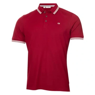 Image of Calvin Klein Mens Campus Tipped Polo Shirt Burgundy XL