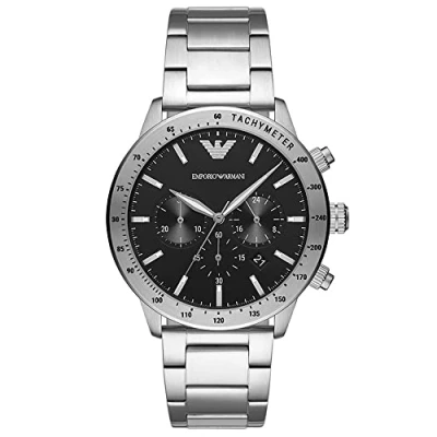 Image of Emporio Armani Watch for Men, Quartz Chronograph Movement, 43 mm Silver Stainless Steel Case with a Strap, AR11241