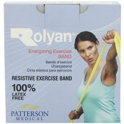 Image of ROLYAN Energising Exercise Bands Latex Free , 25 m Yellow Light Elastic Band For Upper Body Lower &amp; Core Physical Therapy Pilates Home Workouts Rehab Fitness