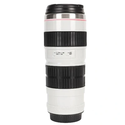 Image of Stainless Steel Coffee Cup, Camera Lens Mug Insulated for Travel (White)