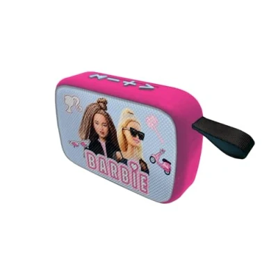 Image of Lexibook BT018BB Mattel Barbie Portable Bluetooth Speaker, Wireless, USB C, SD/TF Card, Rechargeable Battery, Blue/Pink, M