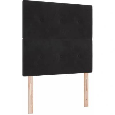 Image of vidaXL Box Spring Bed with Mattress &amp; LED Black 100x200 cm Velvet