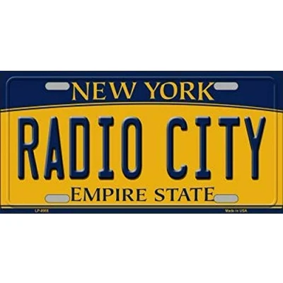Image of new Sign radio city york state background novelty License Plate 6x12 inches
