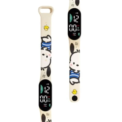 Image of ISABELLA MOON Kids Watch, Digital LED Watch for Boys Girls Sport Soft Silicon Wristwatch (Ivory Dog)