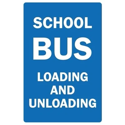 Image of School bus loading and unloading parking sign Self adhesive sticker (300mm x 200mm)